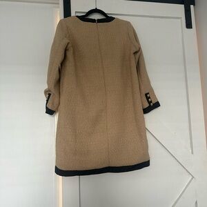 Elegant Tan Dress with Black Accents